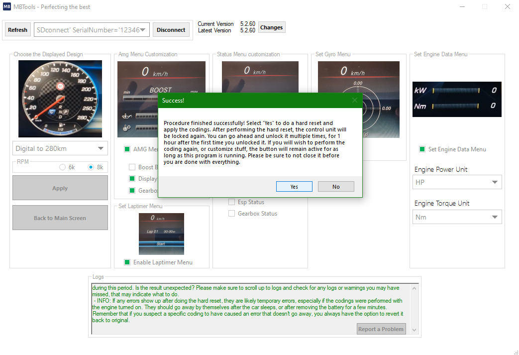 Apply the AMG menu codings