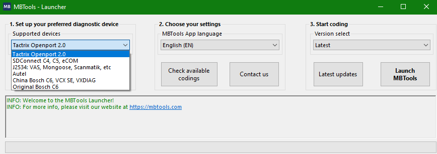 MBTools launcher install VCI