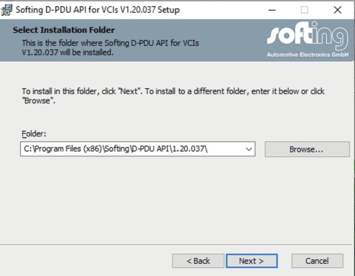 Installing Softing v1.20.037