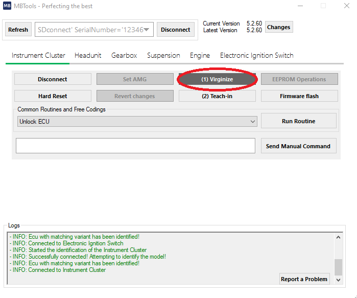 Instrument cluster virginization