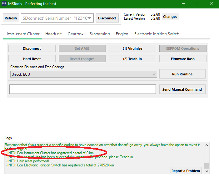 Instrument cluster mileage